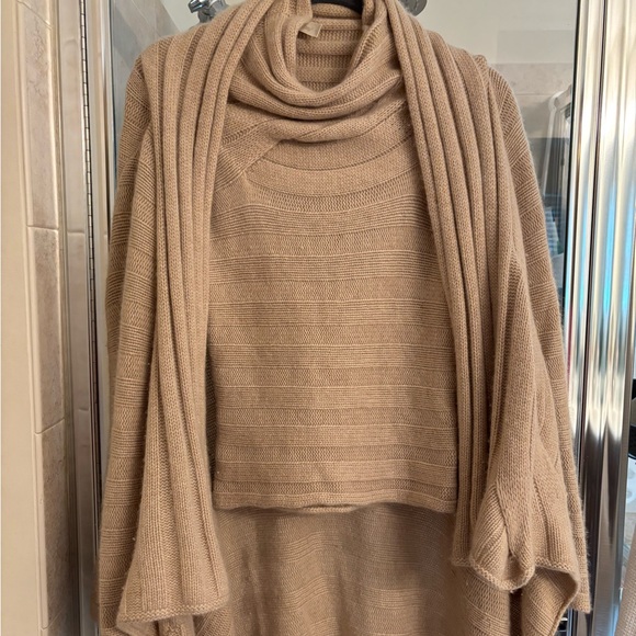 Brioni Tan Cowl Neck Cashmere Sweater Set Vintage Luxurious and Timeless